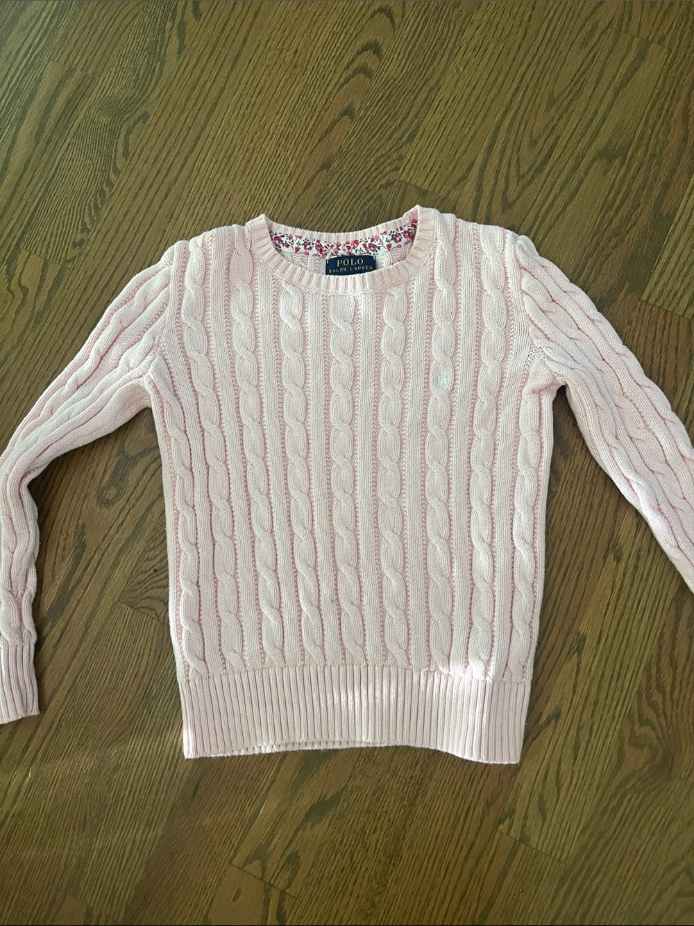 Polo by Ralph Lauren Light Pink Cable-Knit Crew Sweater